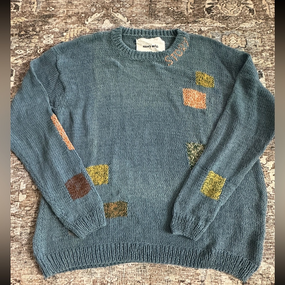 Story MFG. Spinning Patchwork Organic-cotton Sweater - Picture 5 of 10